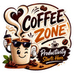 Coffee Zone Productivity Starts Here Sticker 18cm Waterproof Matte Vinyl – STIXY premium vinyl sticker image 389