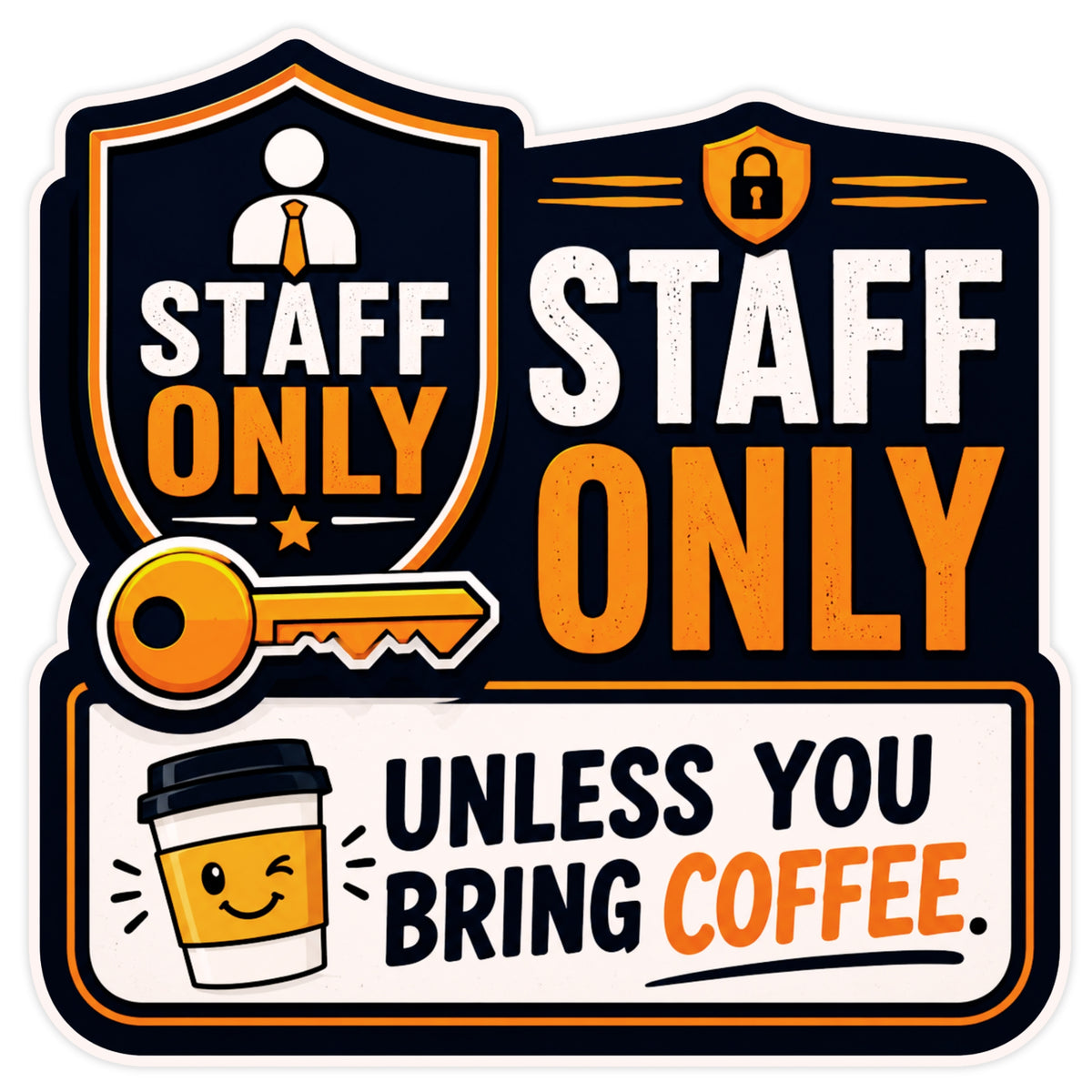 Staff Only Funny Coffee Sign Sticker 18cm Waterproof Matte Vinyl – STIXY premium vinyl sticker image 378