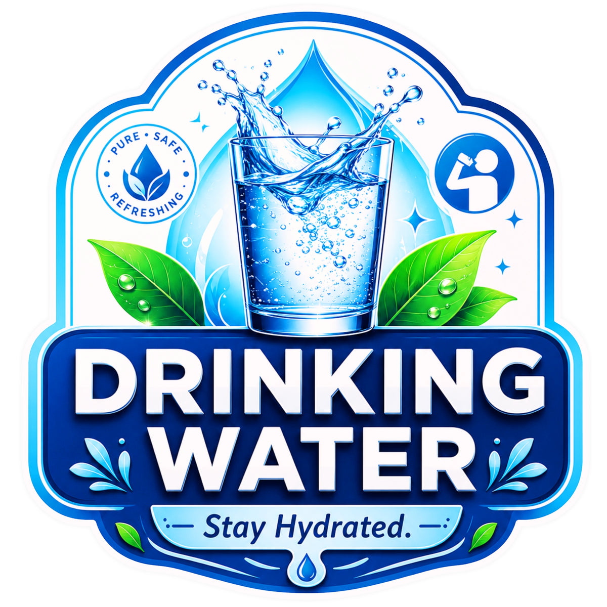 Drinking Water Sign Sticker 18cm Waterproof Matte Vinyl – STIXY premium vinyl sticker image 431