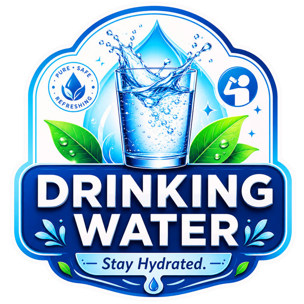 Drinking Water Sign Sticker 18cm Waterproof Matte Vinyl – STIXY premium vinyl sticker image 431