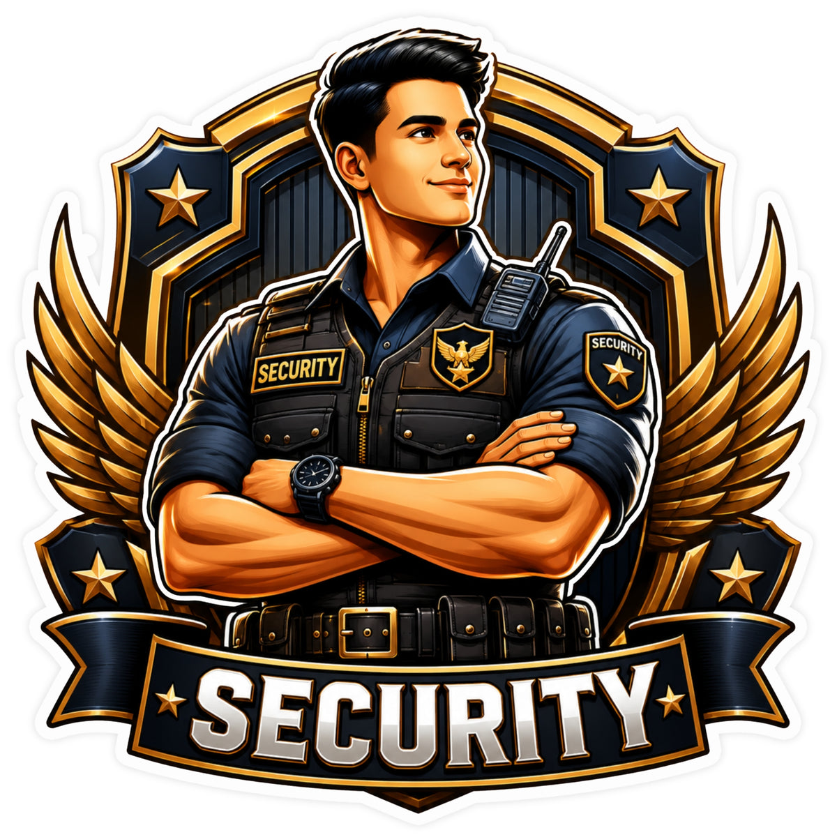 Security Guard Sticker 15 × 15 cm | Professional Security Officer Badge Design | Waterproof Matte Vinyl – STIXY premium vinyl sticker image 331