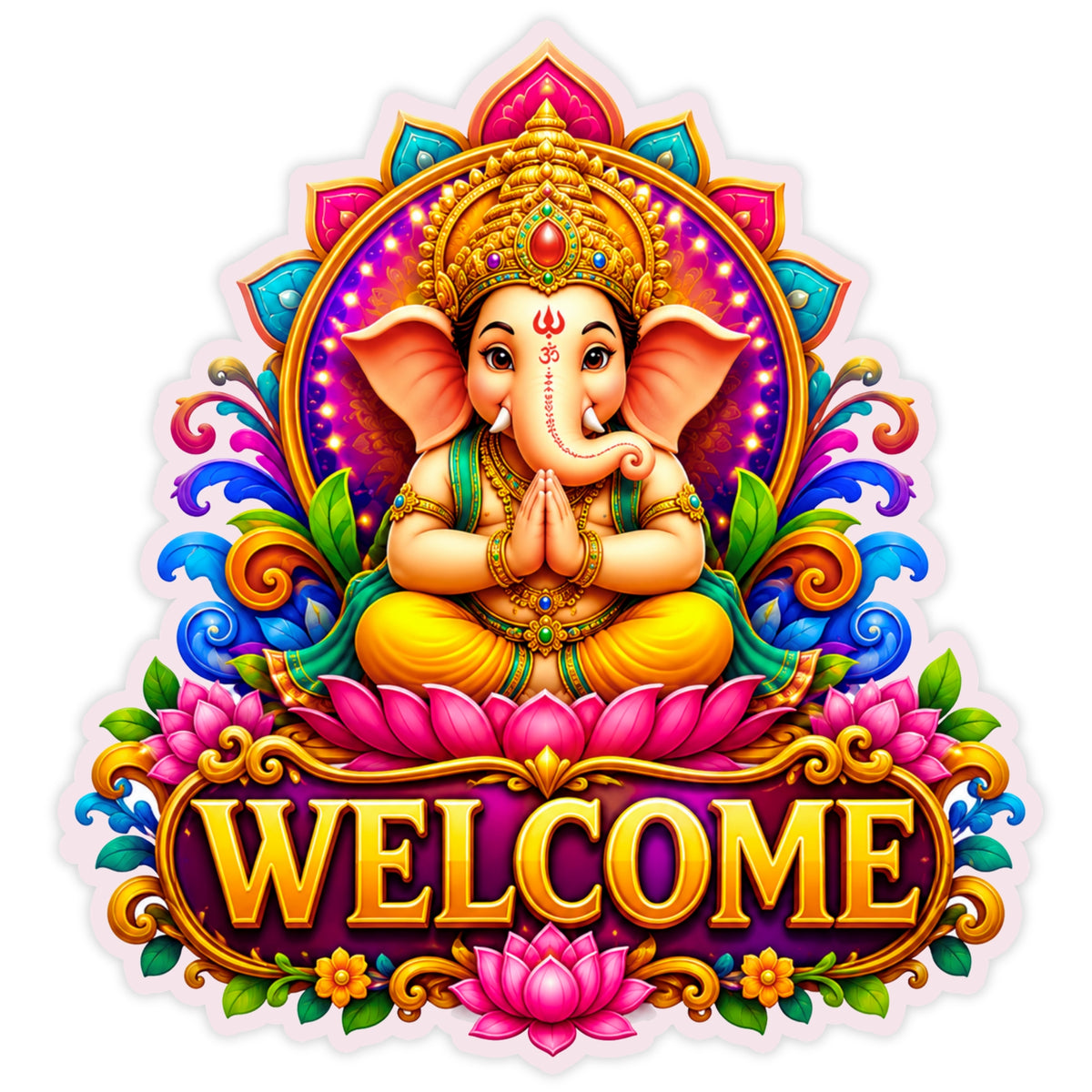 Lord Ganesha Welcome Sticker 17 × 18 cm | Divine Entrance Decor | Waterproof Matte Vinyl – STIXY premium vinyl sticker image 346