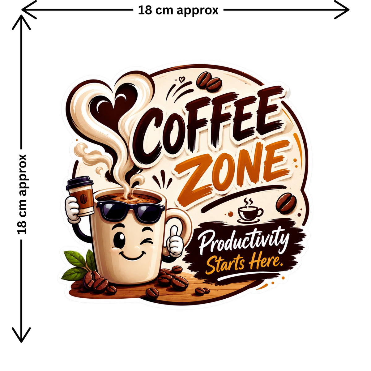 Coffee Zone Productivity Starts Here Sticker 19Cm Waterproof Matte Vinyl Stixy Copy premium vinyl sticker image 390