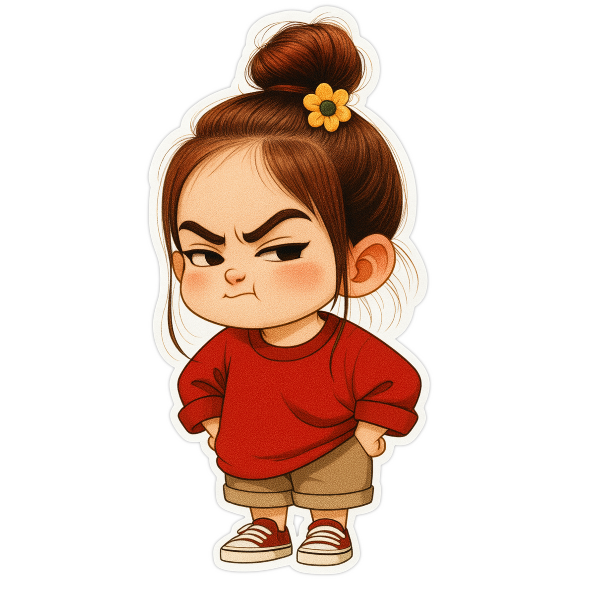 Angry Little Girl Cartoon Sticker – Funny Attitude Design | Waterproof Sticker premium sticker product image 1