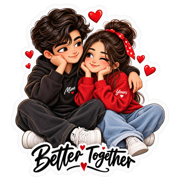 Better Together Cute Couple Love Waterproof Matte Vinyl Sticker by STIXY