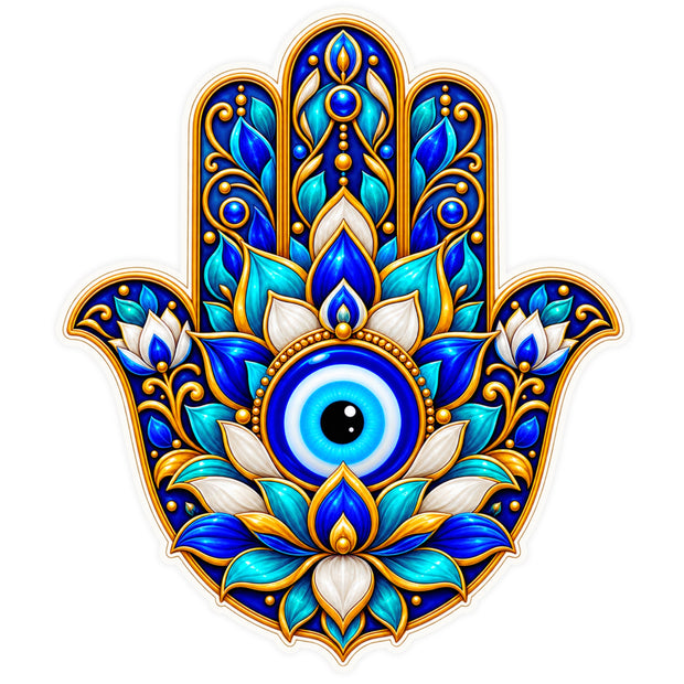 Hamsa Hand Evil Eye Nazar Protection Waterproof Matte Vinyl Sticker by STIXY