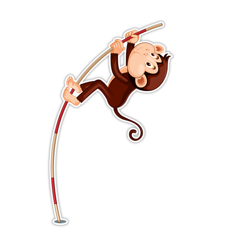 Set of 2 Pole-Climbing Monkey Stickers – Water-Resistant Vinyl | Cute Cartoon Jungle Design premium vinyl sticker product image 1