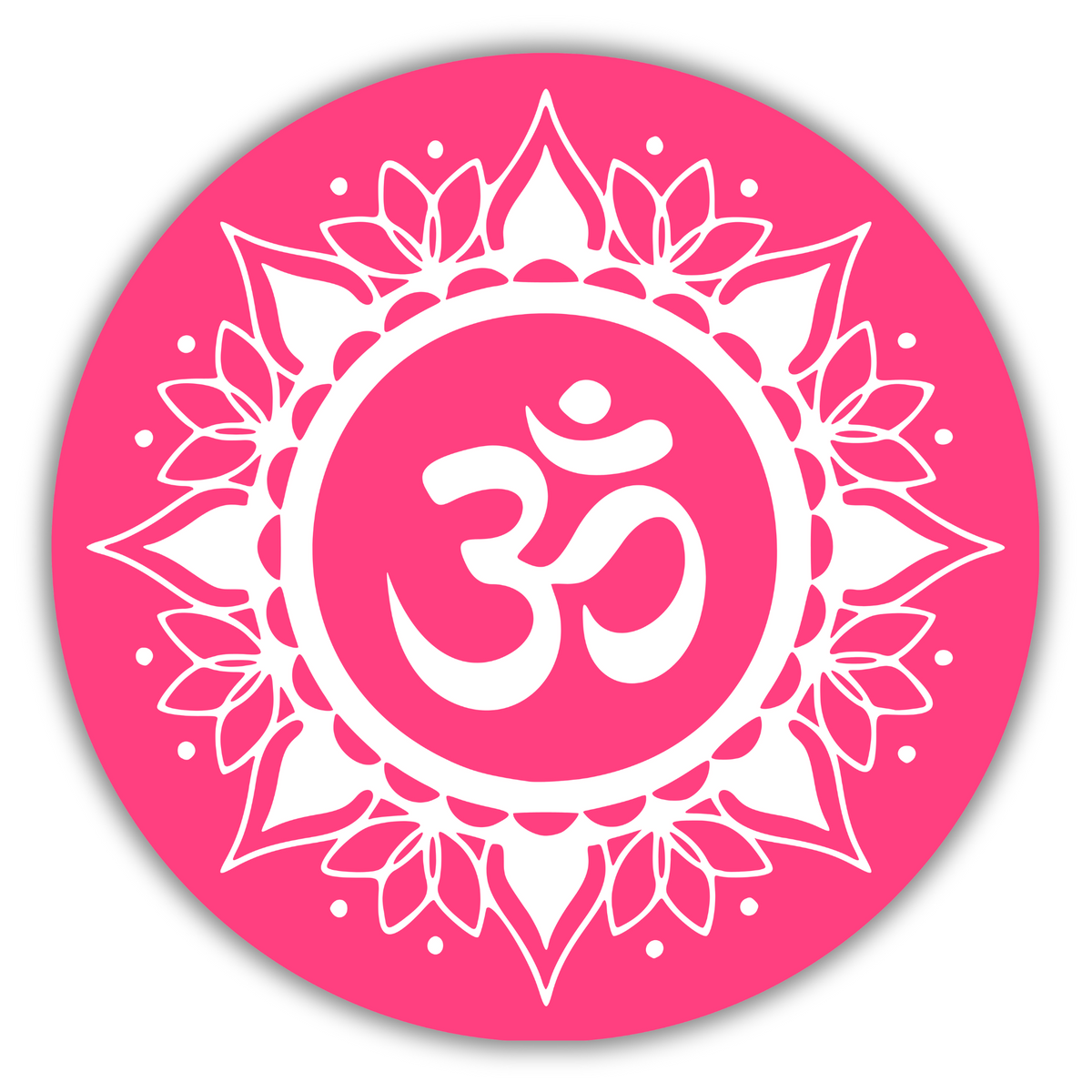 ॐ Mandala Waterproof Sticker (Pink) | Vibrant Spiritual Vinyl Sticker premium vinyl sticker product image 1