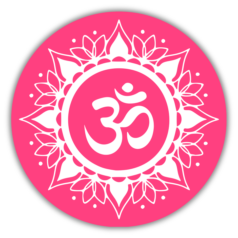 ॐ Mandala Waterproof Sticker (Pink) | Vibrant Spiritual Vinyl Sticker premium vinyl sticker product image 1
