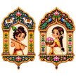 Bal Krishna and Radha Jharokha Sticker Set of 2 with Colorful Traditional Indian Heritage Art by STIXY