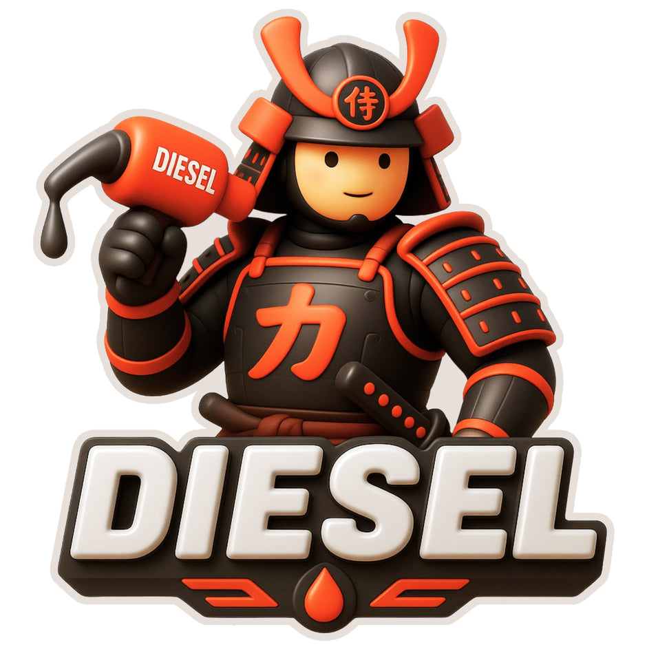 Diesel Samurai Sticker 12 × 13 cm | Cute Fuel Nozzle Warrior Design | Waterproof Matte Vinyl – STIXY premium vinyl sticker image 285