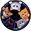 Five Cute Cats Peeking Through Round Hole 3D Illusion Sticker by STIXY