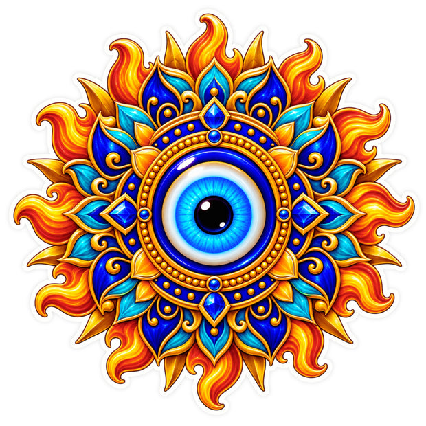 Evil Eye Nazar Protection Mandala Waterproof Matte Vinyl Sticker by STIXY