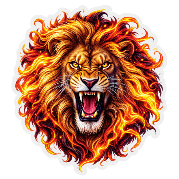 Fiery Roaring Lion Head Waterproof Matte Vinyl Sticker by STIXY