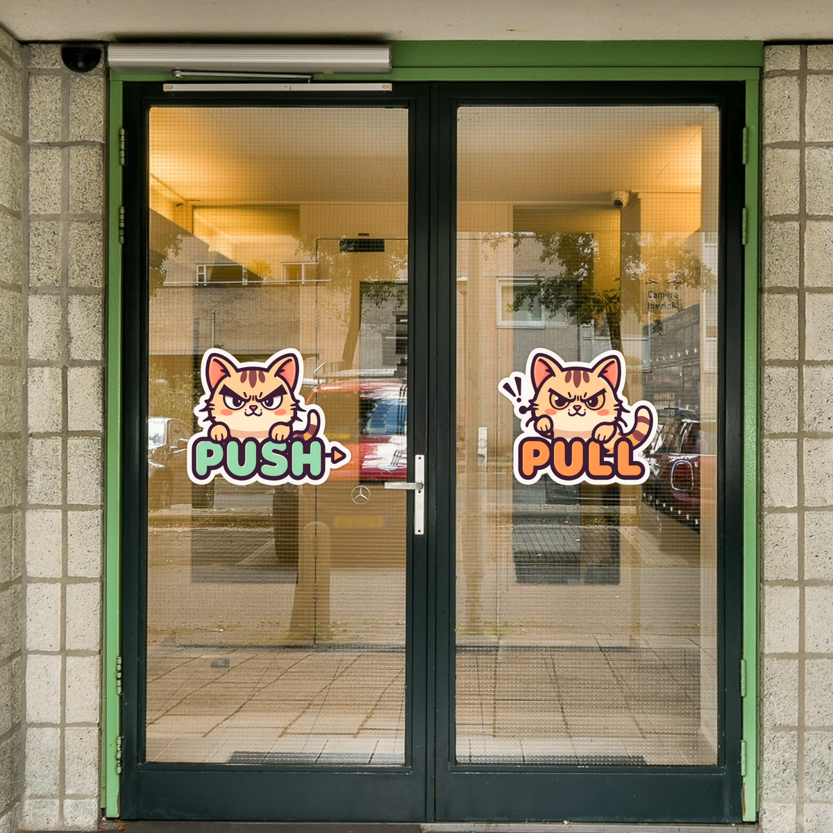 Cute Panda Push Pull Door Sticker Set Waterproof Matte Vinyl 15 Cm Copy premium product image view 2