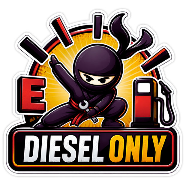 Ninja Diesel Only Fuel Tank Waterproof Matte Vinyl Sticker by STIXY