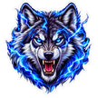 Electric Blue Wolf Head Waterproof Matte Vinyl Sticker by STIXY