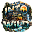 Into The Wild Mountain Off Road Adventure Sticker with 4x4 SUV Snowy Mountains and Waterfall by STIXY