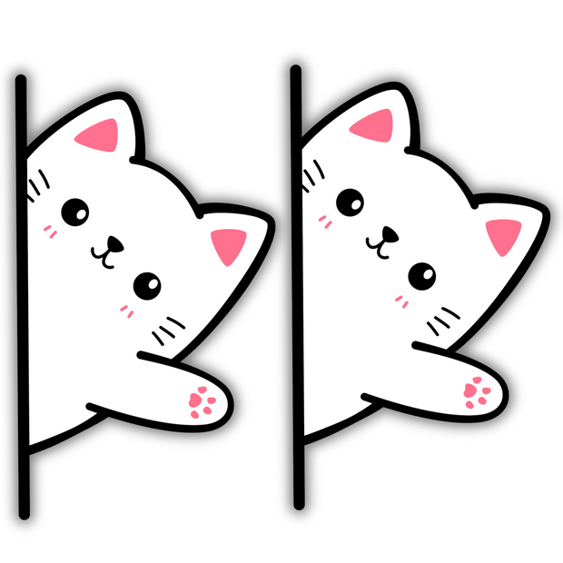 Cute Peeking Cats Laptop Sticker Set – Pack of 2 – Waterproof Vinyl Edge Decals for Laptops & Tablets premium sticker product image 1