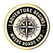 ADVENTURE BEGINS WHERE ROADS END STICKER – COMPASS DESIGN DECAL premium sticker product image 1