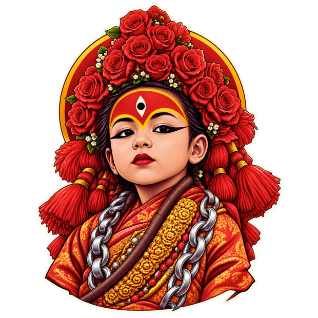 Kumari Devi Living Goddess Traditional Nepalese Spiritual Waterproof Matte Sticker by STIXY