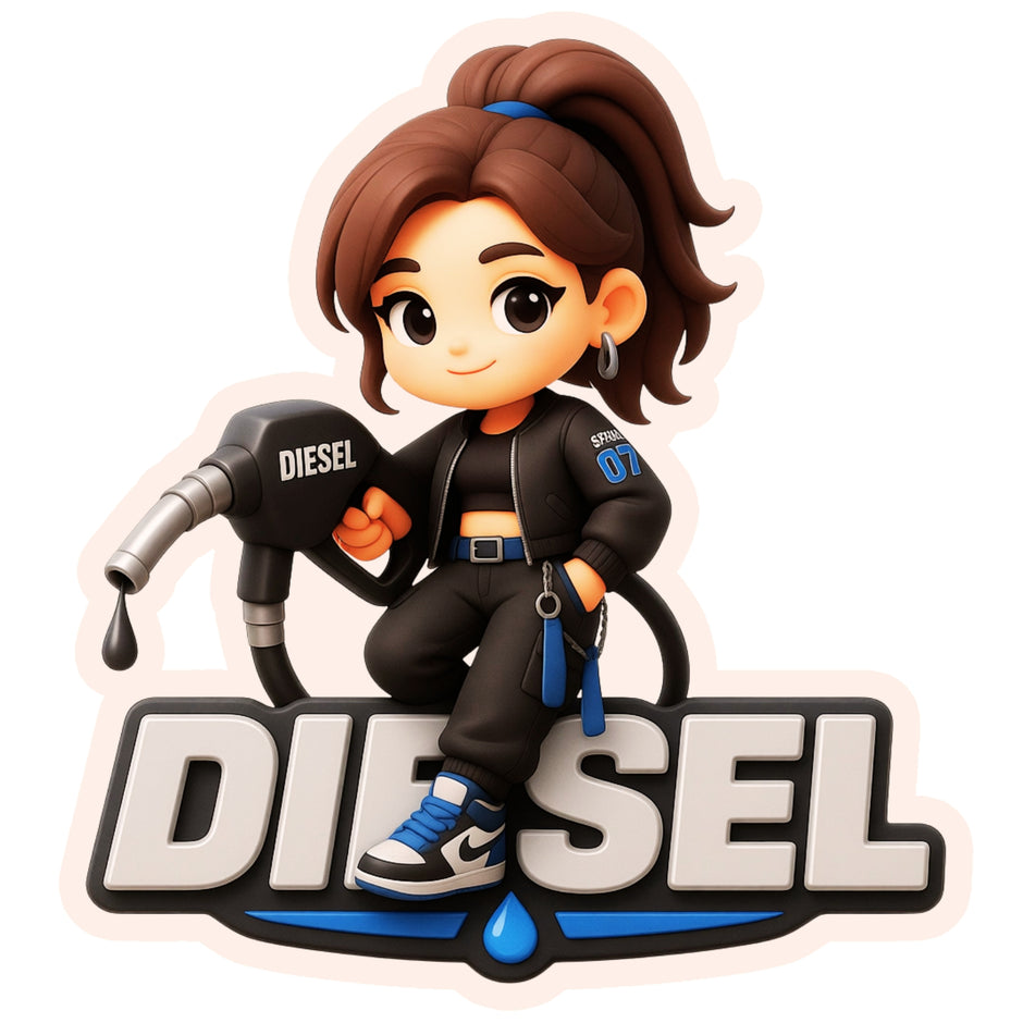 Diesel Girl Sticker 12 × 13 cm | Cute Fuel Nozzle Cartoon Design | Waterproof Matte Vinyl – STIXY premium vinyl sticker image 306