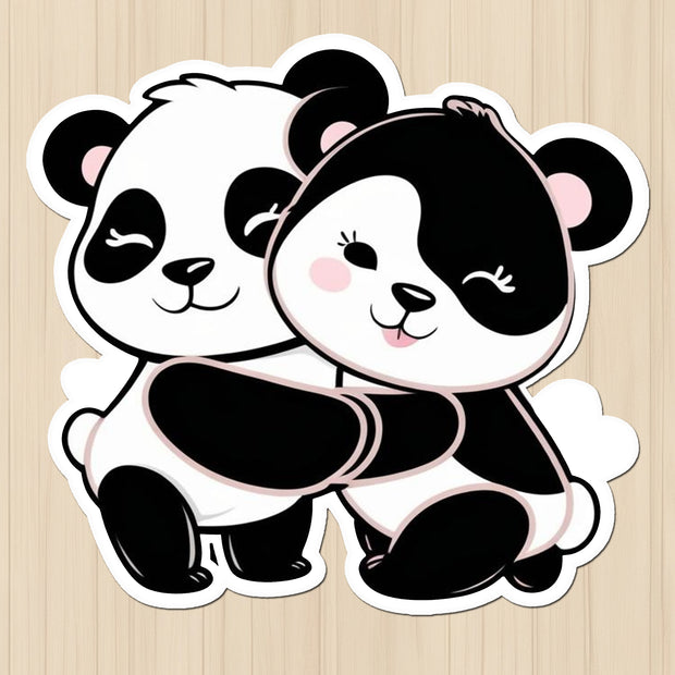 Hugging Panda Couple – Cute Animal Vinyl Sticker premium product image 1