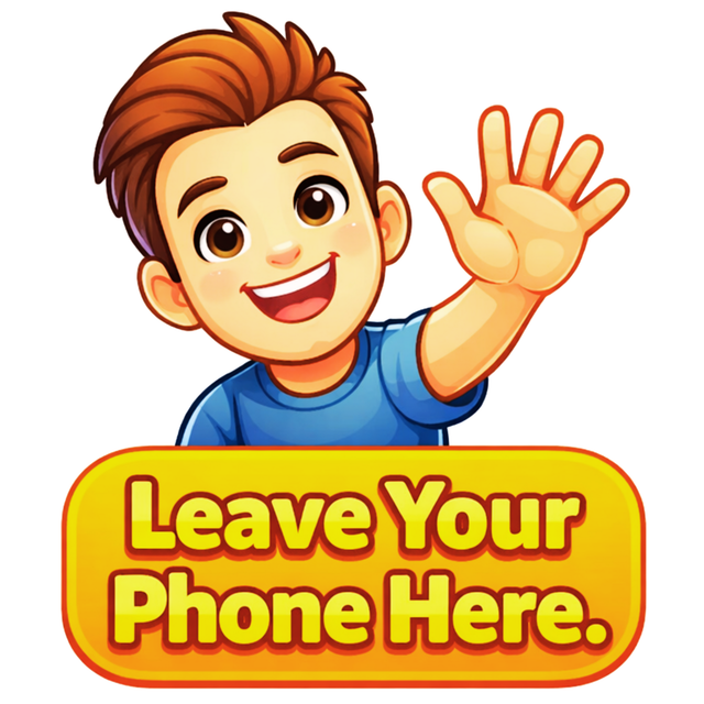 Leave Your Phone Here – Phone Deposit Area Waterproof Matte Sticker (15 × 15 cm Approx) premium product image view 1