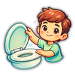 Cute Washroom Reminder Cartoon Sticker – Waterproof Matte (18 × 15 cm Approx) premium product image view 1