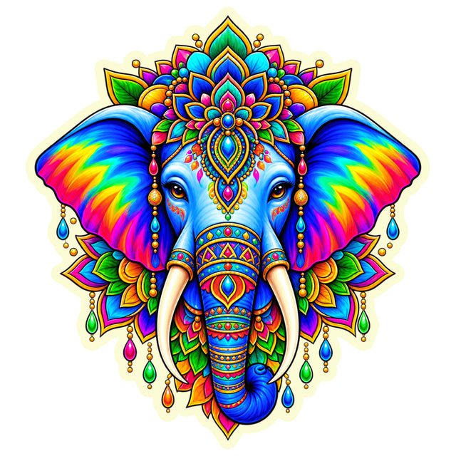 Colorful Elephant Mandala Boho Spiritual Decorative Sticker by STIXY