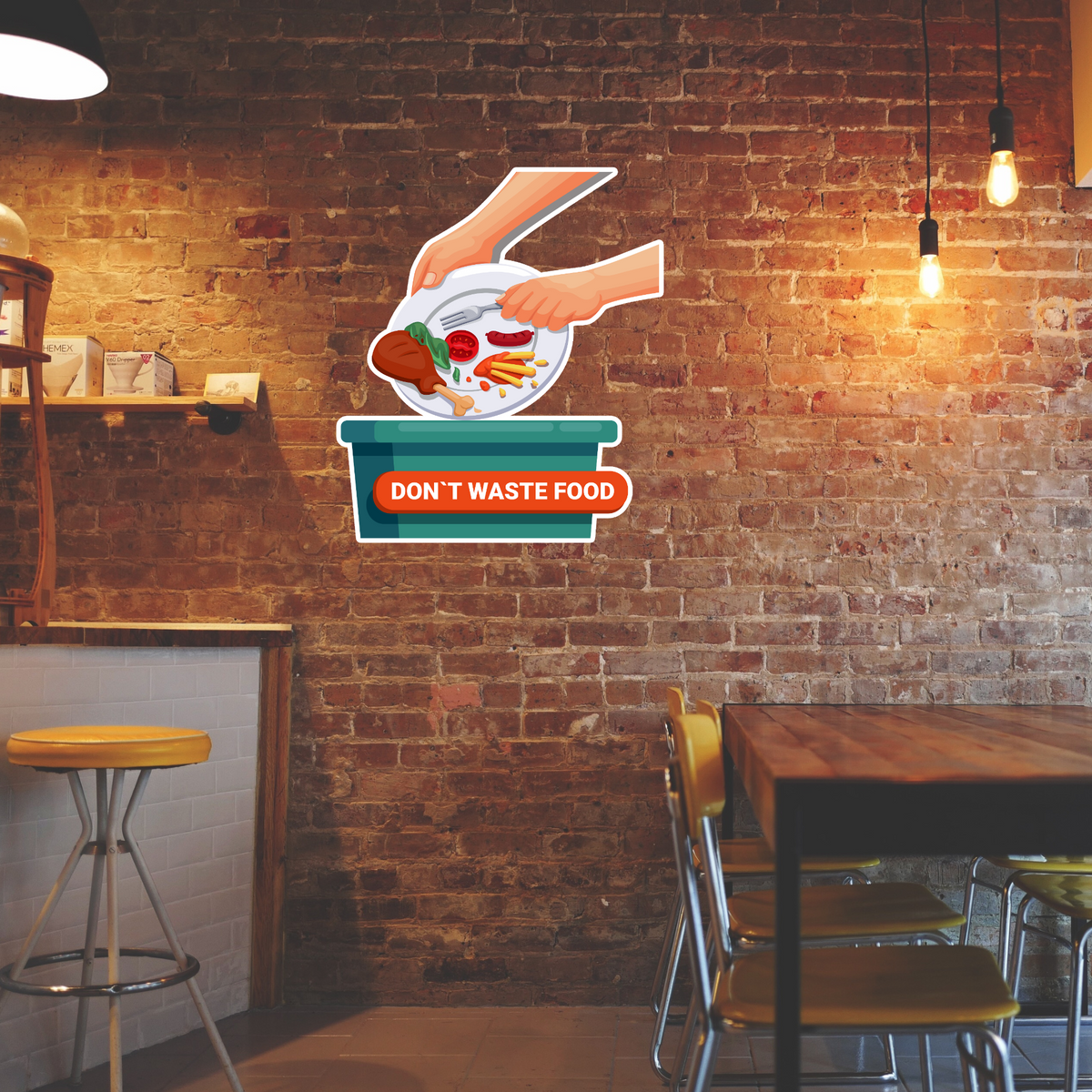 Don T Waste Food Waterproof Awareness Sticker Kitchen Restaurant Reminder premium vinyl sticker product image 3