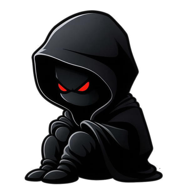 Shadow Ninja Sticker – Waterproof Vinyl with Red Eyes | Hooded Dark Anime Look premium sticker product image 1