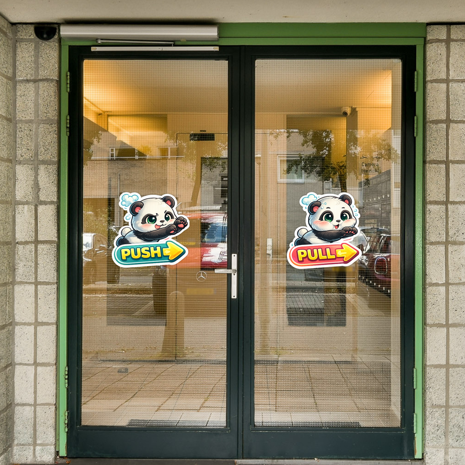 Cute Push Pull Direction Sticker Set Waterproof Matte Door Stickers Pack Of 2 Copy premium product image view 2