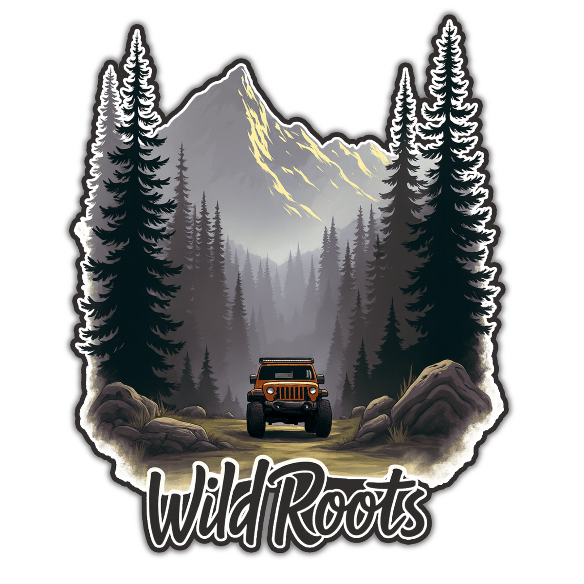 WILD ROOTS JEEP STICKER – OFFROAD ADVENTURE DECAL premium sticker product image 1