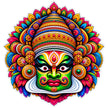 Colorful Kathakali Face Sticker with Traditional Kerala Folk Art Design by STIXY