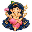 Lord Ganesha Lotus Sticker with Peacock Feather and Elegant Blue Floral Devotional Artwork by STIXY