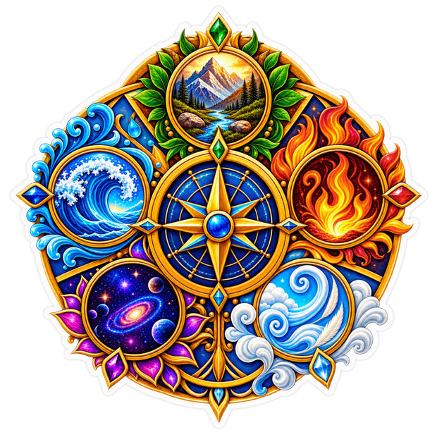 Five Element Vastu Wheel Earth Water Fire Air Space Waterproof Matte Vinyl Sticker by STIXY