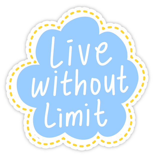 Live Without Limit – Waterproof Sticker | Pastel Blue Motivational Cloud premium vinyl sticker product image 1