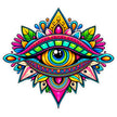 Colorful Evil Eye Mandala Sticker with Vibrant Geometric Artwork by STIXY