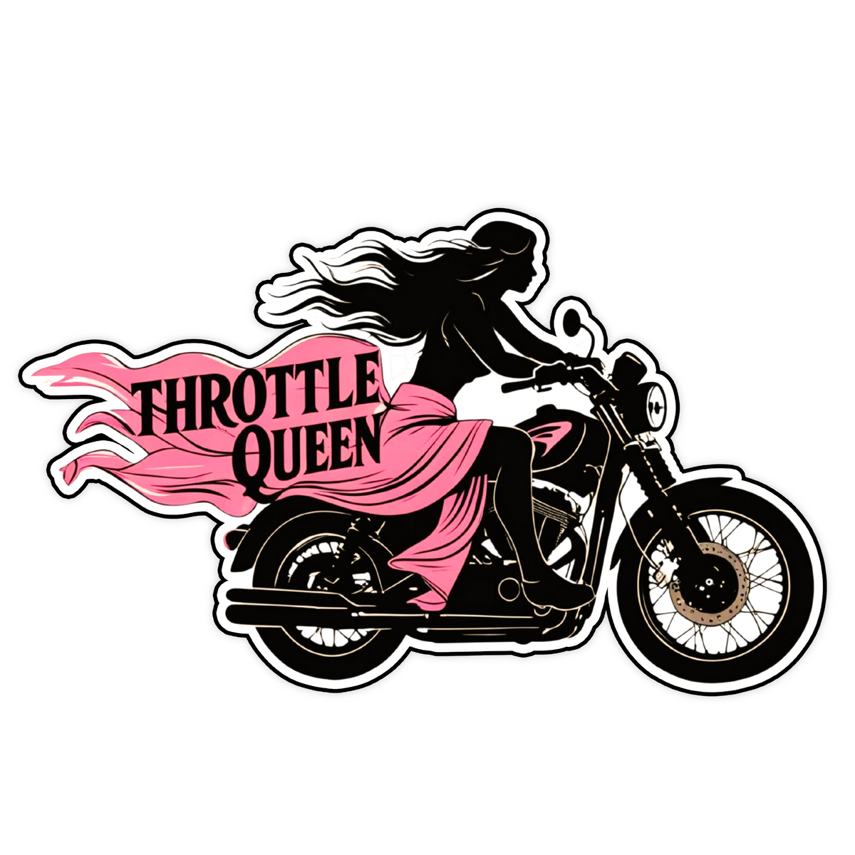 THROTTLE QUEEN STICKER – WOMEN BIKER MOTORCYCLE DECAL premium sticker product image 1