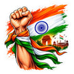 Indian Tricolor Raised Fist Patriotic India Flag Waterproof Matte Vinyl Sticker by STIXY