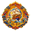 Feng Shui Wealth Ship Prosperity and Business Growth Waterproof Matte Vinyl Sticker by STIXY