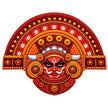 Red Theyyam Face Sticker with Traditional Kerala Folk Art and Ornamental Design by STIXY