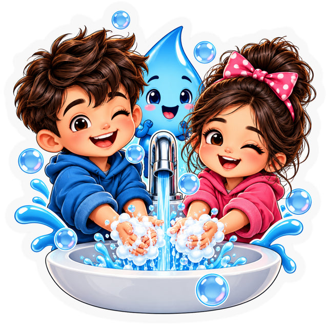 Kids Hand Washing Hygiene Waterproof Matte Vinyl Sticker by STIXY