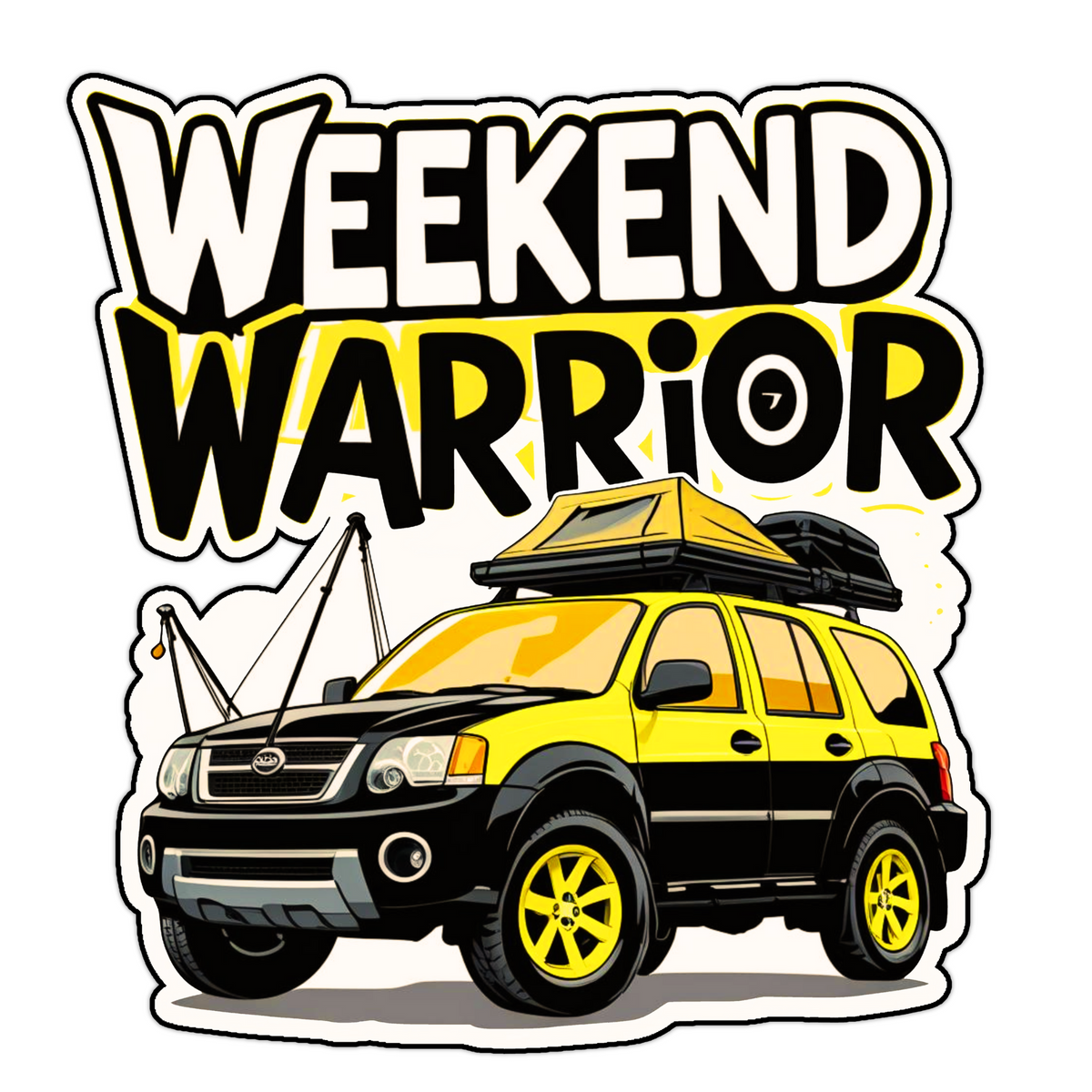 WEEKEND WARRIOR STICKER – ADVENTURE SUV CAMPING DECAL premium sticker product image 1