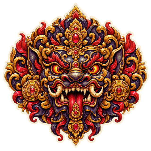 Kirtimukha Guardian Face Traditional Protection Waterproof Matte Vinyl Sticker by STIXY