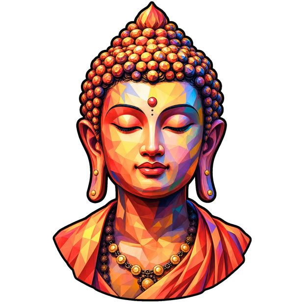 Colorful Meditating Buddha Face Spiritual Waterproof Matte Sticker by STIXY
