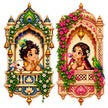 Radha Krishna Jharokha Sticker Set of 2 with Colorful Traditional Indian Heritage Art by STIXY