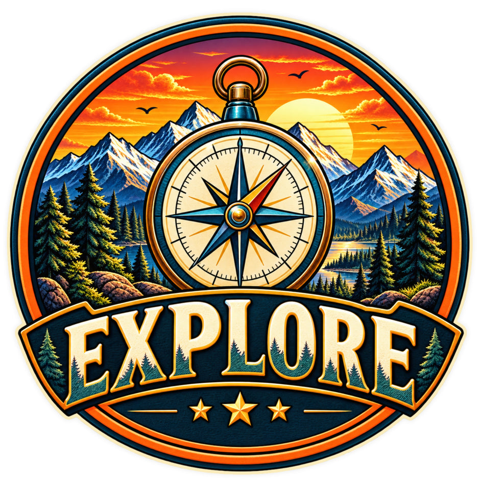 Explore Adventure Compass Waterproof Matte Vinyl Sticker by STIXY