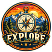 Explore Adventure Compass Waterproof Matte Vinyl Sticker by STIXY